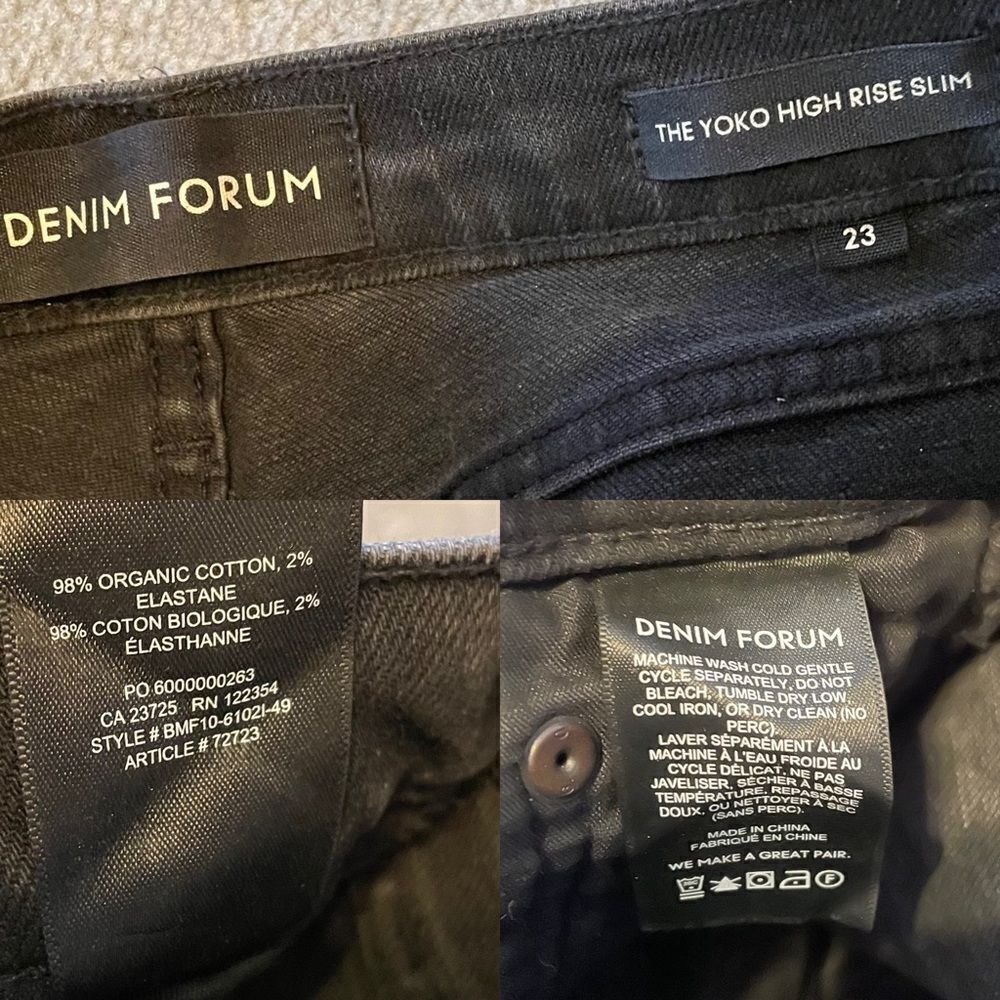 ARITZIA Denim Forum Yoko High Rise Slim Denim Jeans Black 23 - Picture 4 of 4